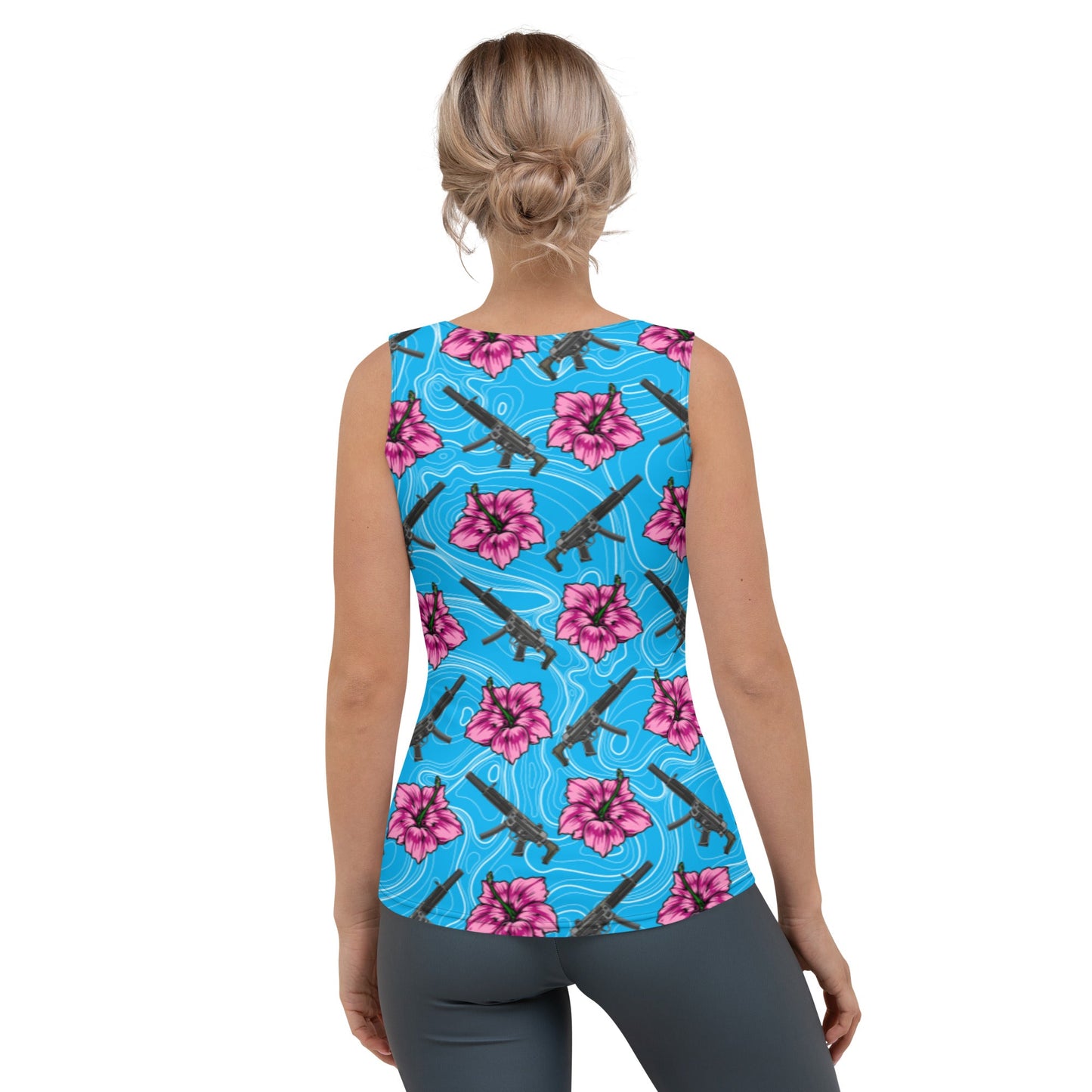 Rad Palm High Capacity Hibiscus Blue Tank Top