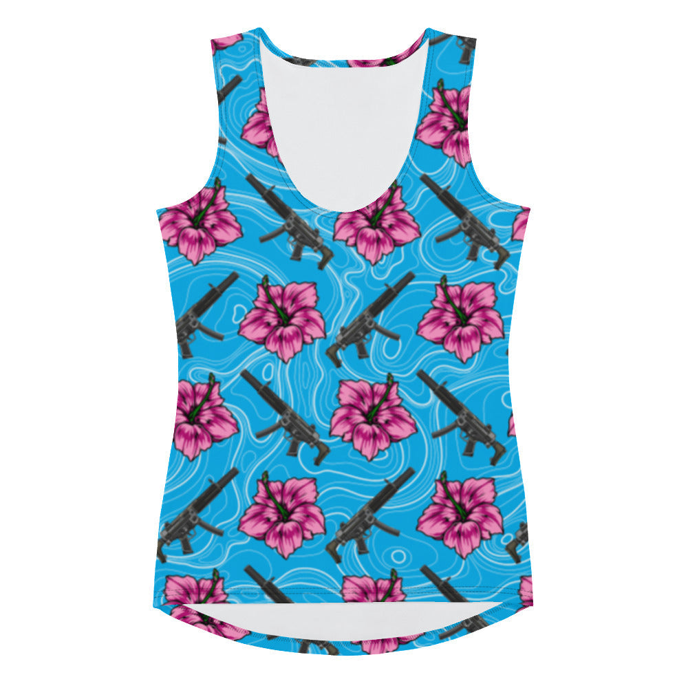 Rad Palm High Capacity Hibiscus Blue Tank Top