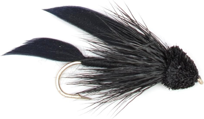 Load image into Gallery viewer, Black Muddler Minnow Streamers Fly - 4 Flies Size 4