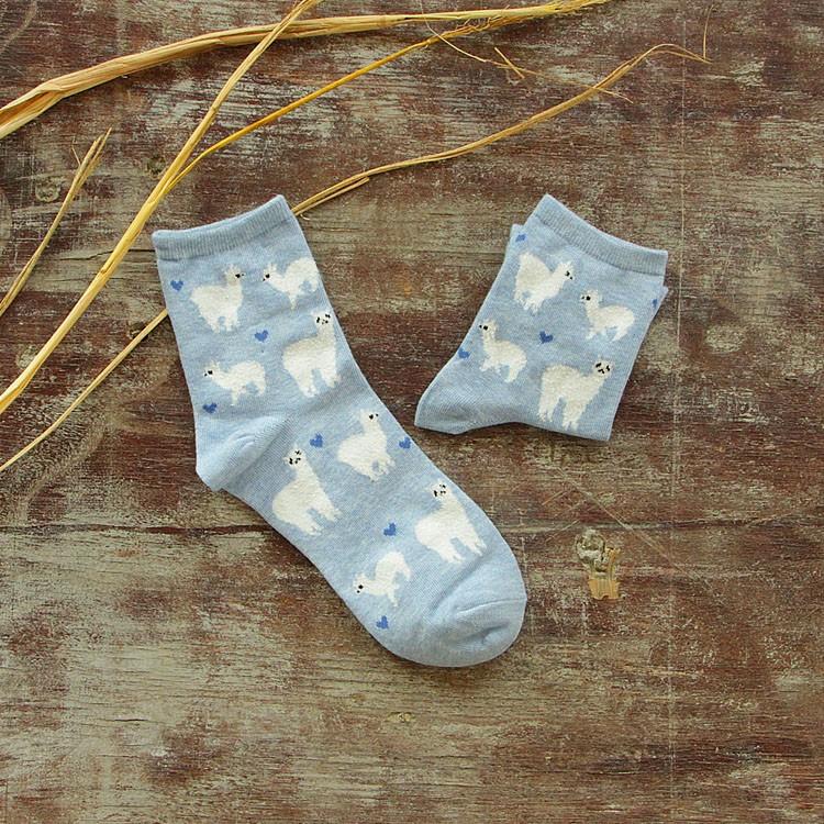 Load image into Gallery viewer, Alpaca Love Ankle Height Cotton Socks