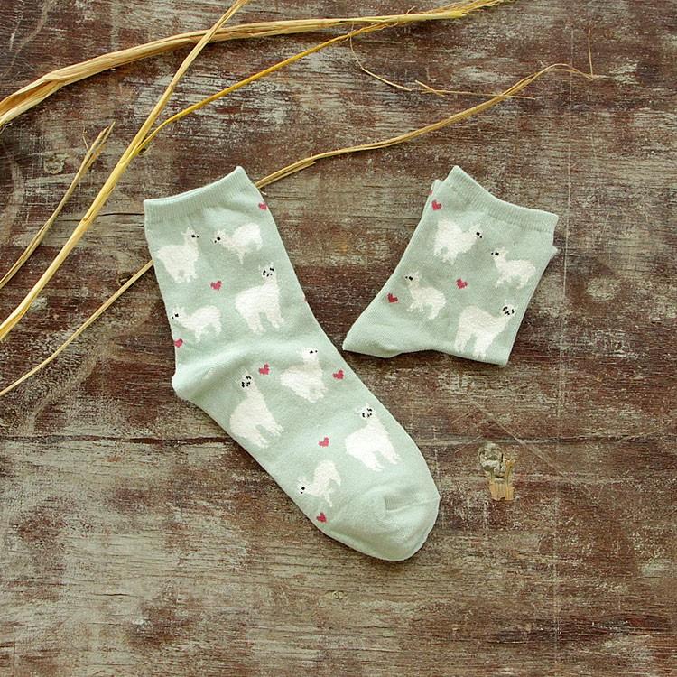 Load image into Gallery viewer, Alpaca Love Ankle Height Cotton Socks