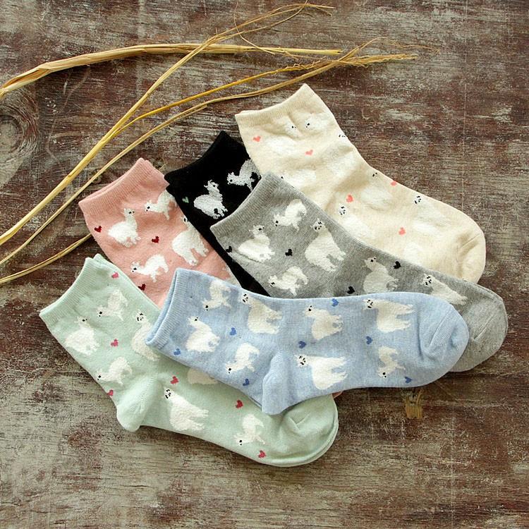 Load image into Gallery viewer, Alpaca Love Ankle Height Cotton Socks