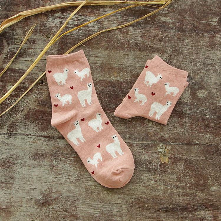 Load image into Gallery viewer, Alpaca Love Ankle Height Cotton Socks