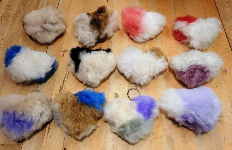 Load image into Gallery viewer, Alpaca Love Heart Shaped Fur Keychain