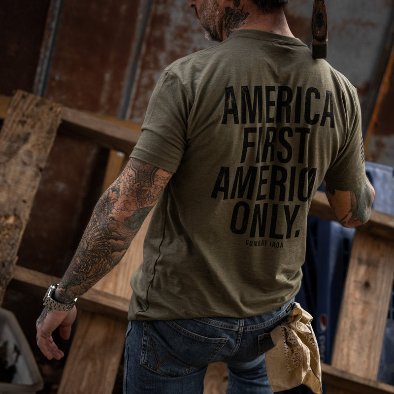 Load image into Gallery viewer, America First. American Only. Men's T-Shirt