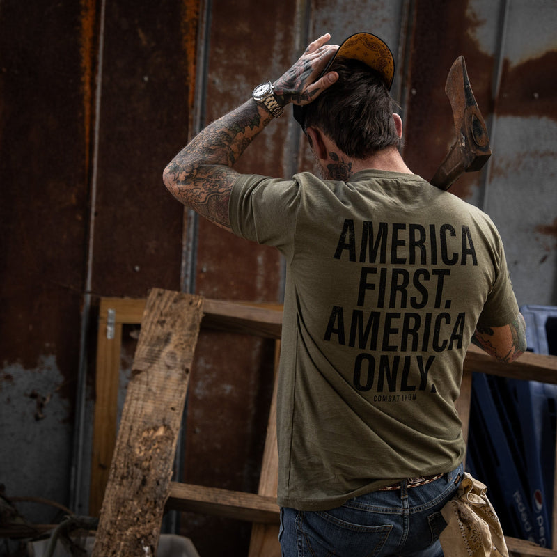 Load image into Gallery viewer, America First. American Only. Men's T-Shirt