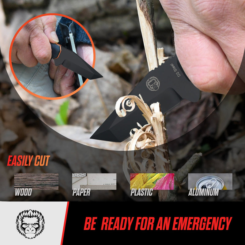 Load image into Gallery viewer, The Wakizashi Survival Neck Knife Giftset for Outdoors (Black Blade + Green Liner)