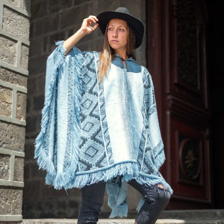 Load image into Gallery viewer, Andean Sky Alpaca Poncho