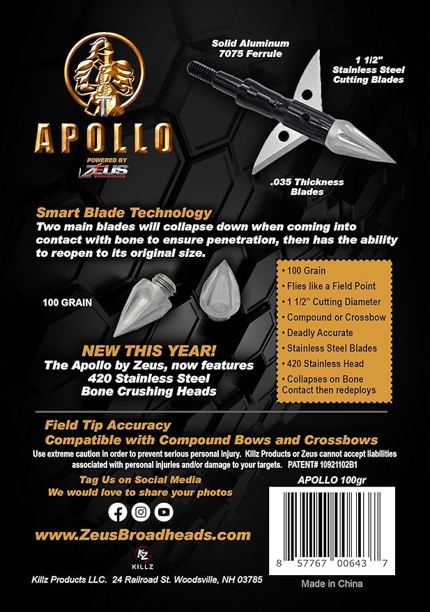 Load image into Gallery viewer, ZEUS APOLLO BROADHEADS 100GR OR 125GR (3 PACK)