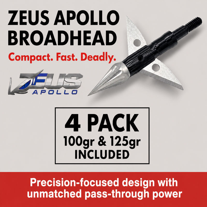 Load image into Gallery viewer, ZEUS APOLLO BROADHEADS (4 PACK)-COMES WITH BOTH 100/125 GR TIPS