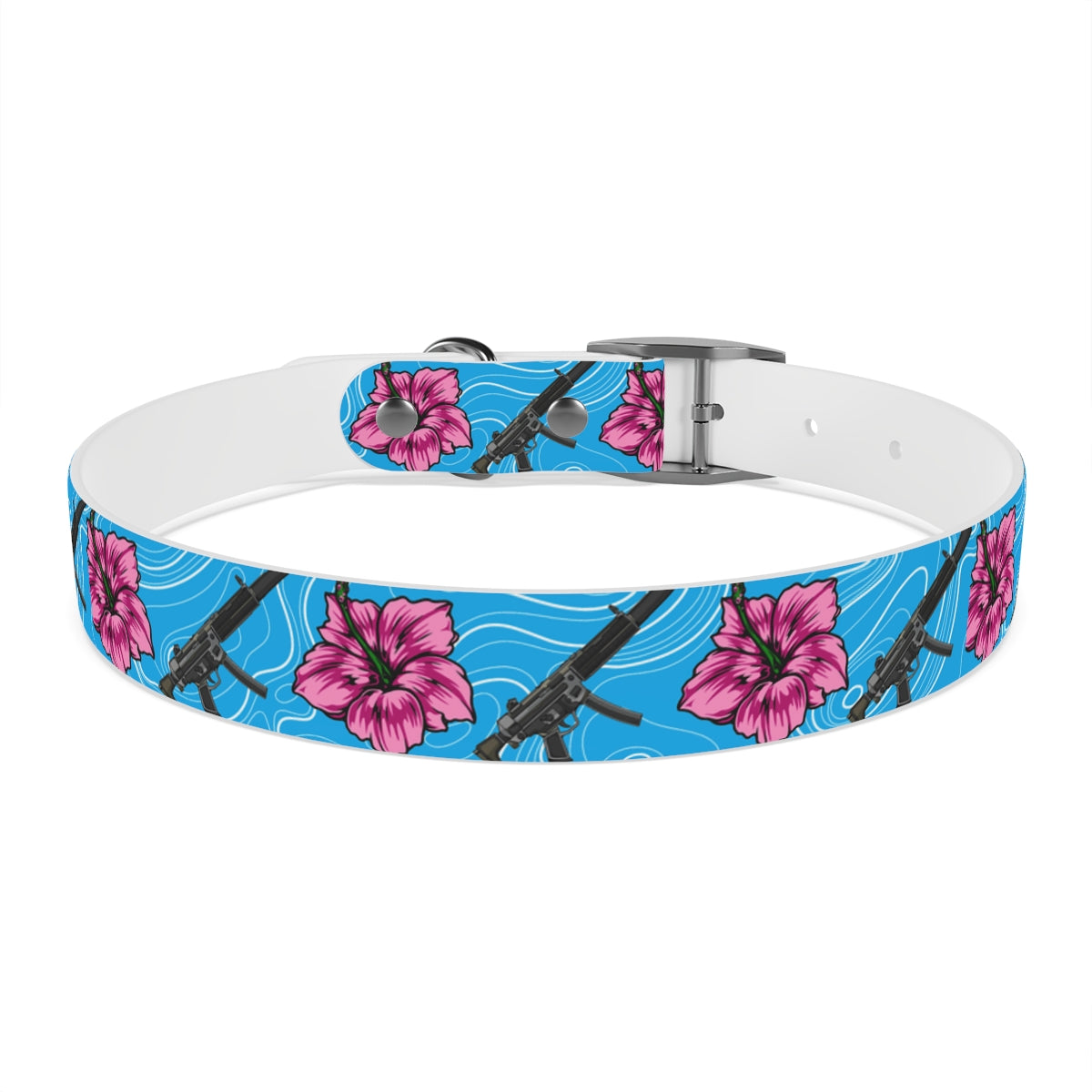 Rad Palm High Capacity Hibiscus Blue Dog Collar