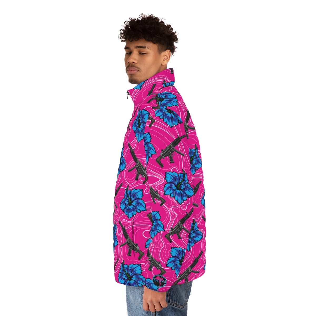 Rad Palm High Capacity Hibiscus Men's Puffer Jacket