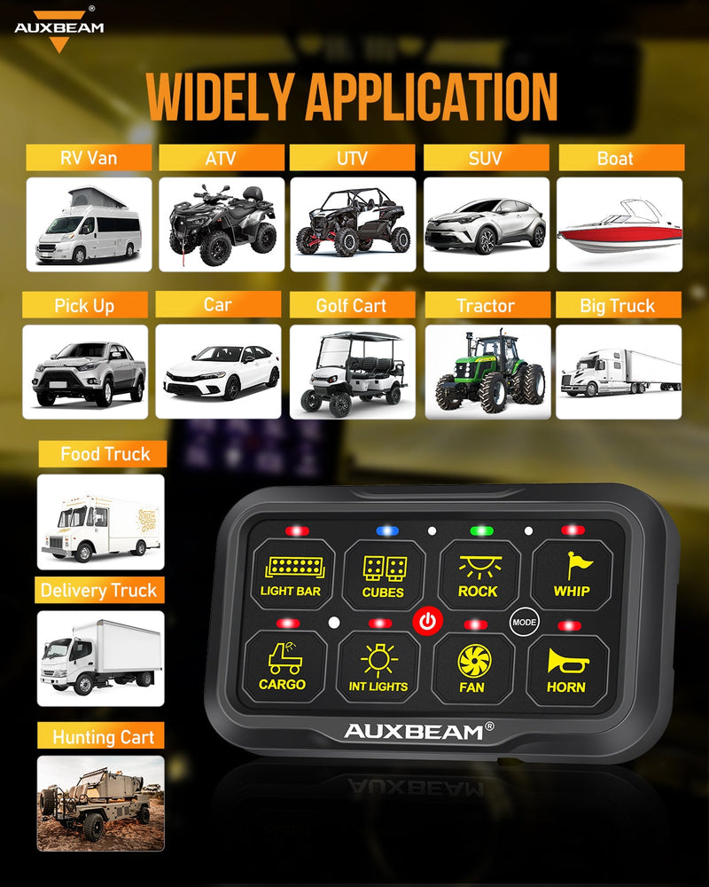 Load image into Gallery viewer, AR-820 RGB Switch Panel with APP, Toggle/ Momentary/ Pulsed Mode Supported (Two-Sided Outlet)