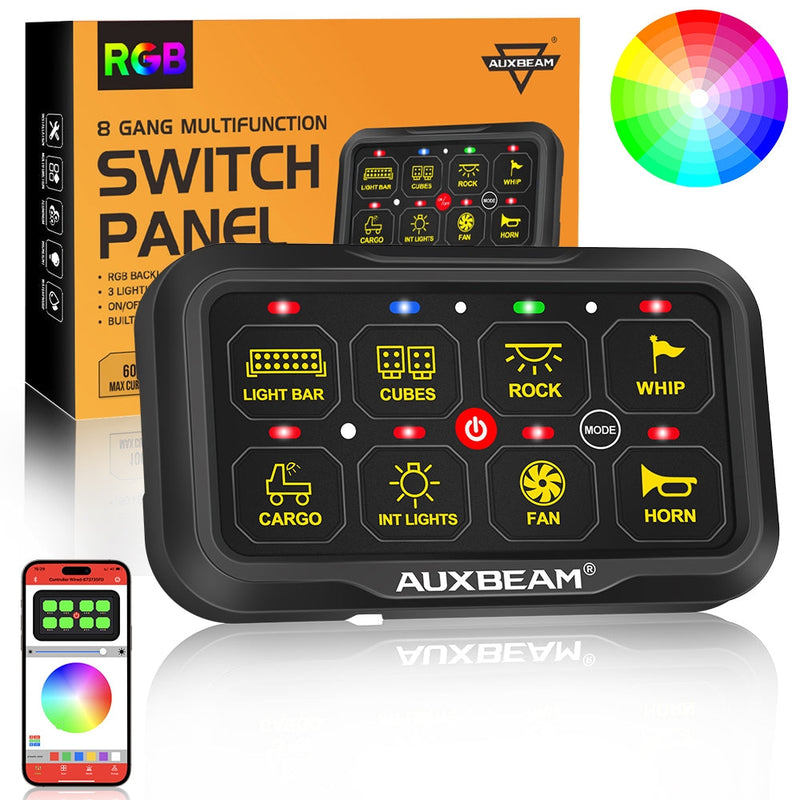 Load image into Gallery viewer, AR-820 RGB Switch Panel with APP, Toggle/ Momentary/ Pulsed Mode Supported (Two-Sided Outlet)