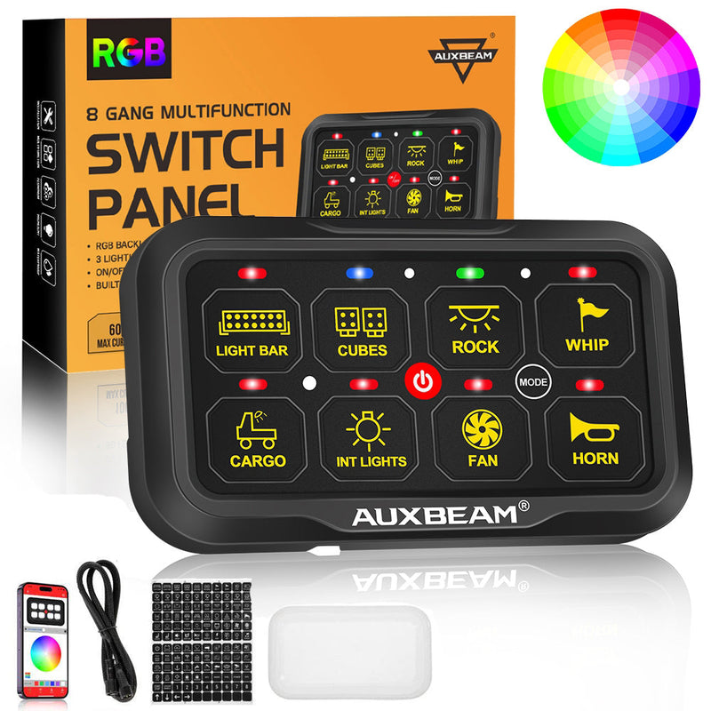 Load image into Gallery viewer, AR-820 RGB Switch Panel with APP, Toggle/ Momentary/ Pulsed Mode Supported (Two-Sided Outlet)
