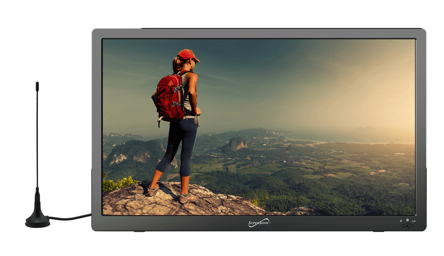 Portable 16" 12 Volt Digital LED TV with USB, SD, and HDMI Input: Built-in Rechargeable Lithium Ion Battery and FM Radio
