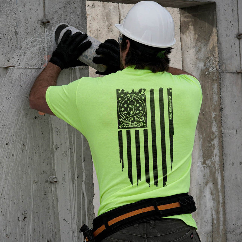 Load image into Gallery viewer, Molon Labe Ghost Flag - Safety Yellow T-Shirt