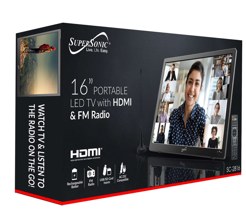 Load image into Gallery viewer, 16" Supersonic Portable 12 Volt Digital LED TV with USB, SD, and HDMI Input