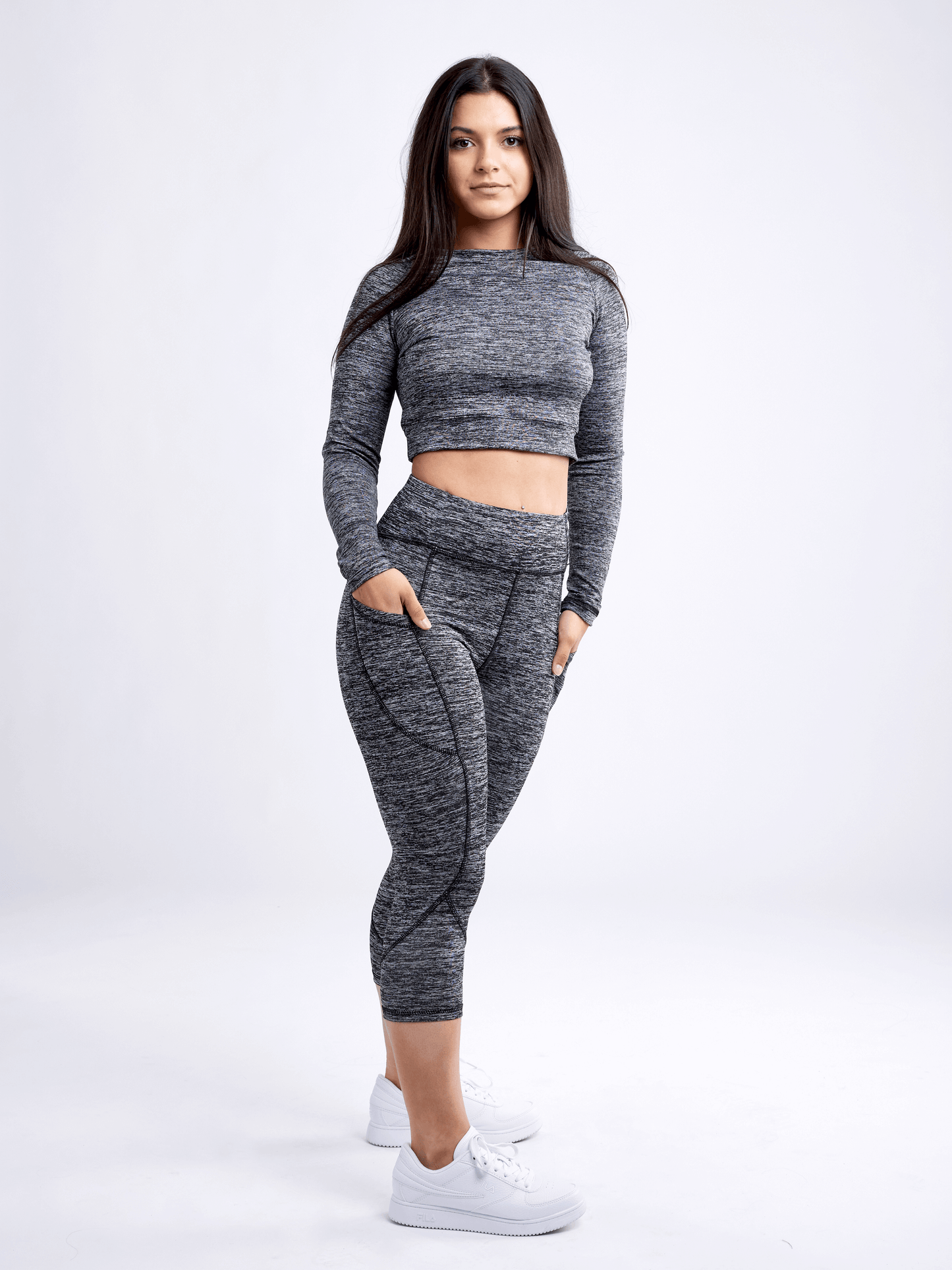 JupiterGear Mid-Rise Capri Fitness Leggings with Side Pockets
