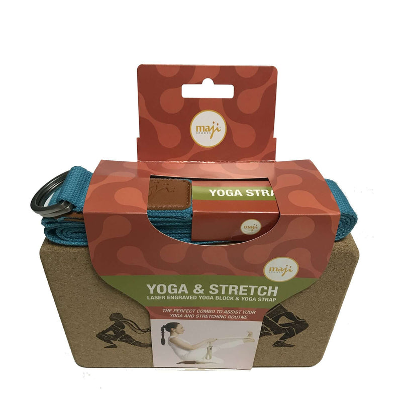 Load image into Gallery viewer, Laser Engraved Cork Yoga Block & Strap Combo