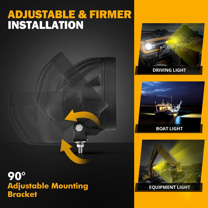 Load image into Gallery viewer, 4 Inch 90W Round LED Driving Lights Spot Yellow with A-Pillar Mounting Bracket For Ford Bronco 2/4 Door 2021 2022