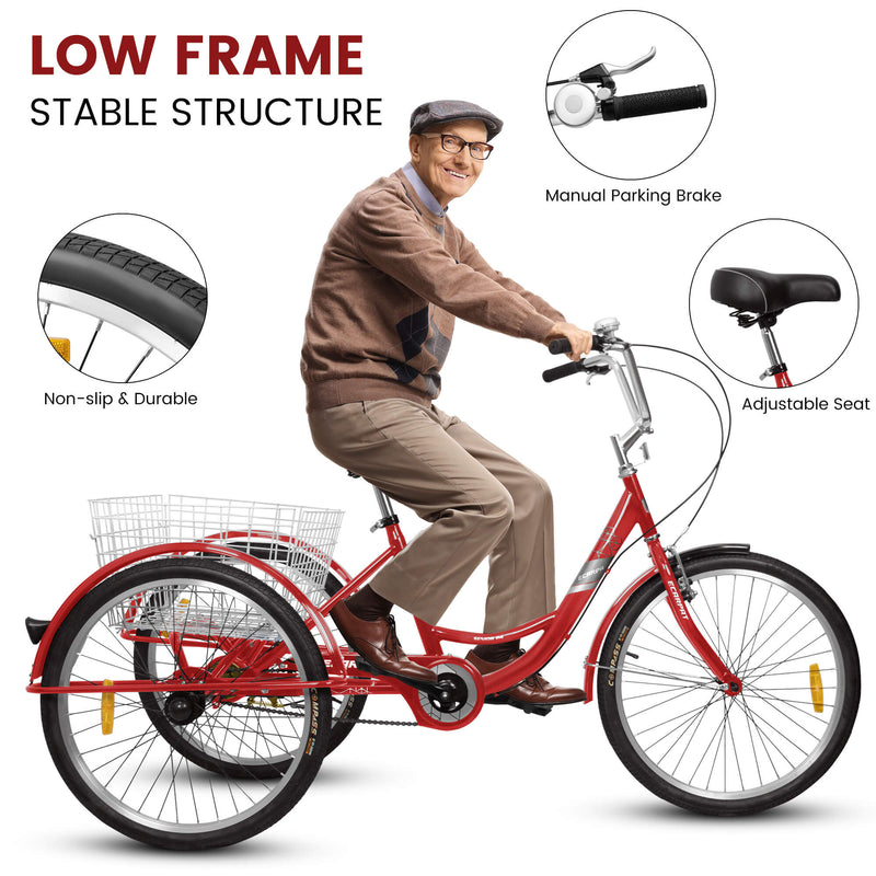 Load image into Gallery viewer, Ecarpat 24“ Single-Speed Adult Tricycle