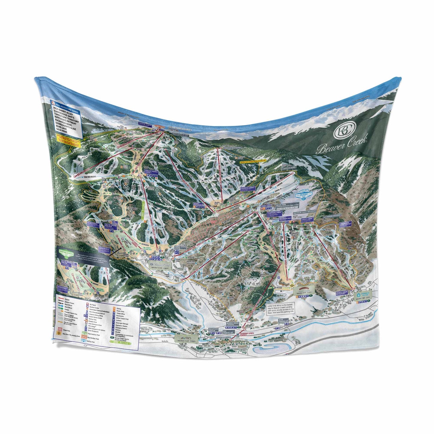 Beaver Creek Sherpa Blanket | Ski Resort Trail Map Throw Blanket