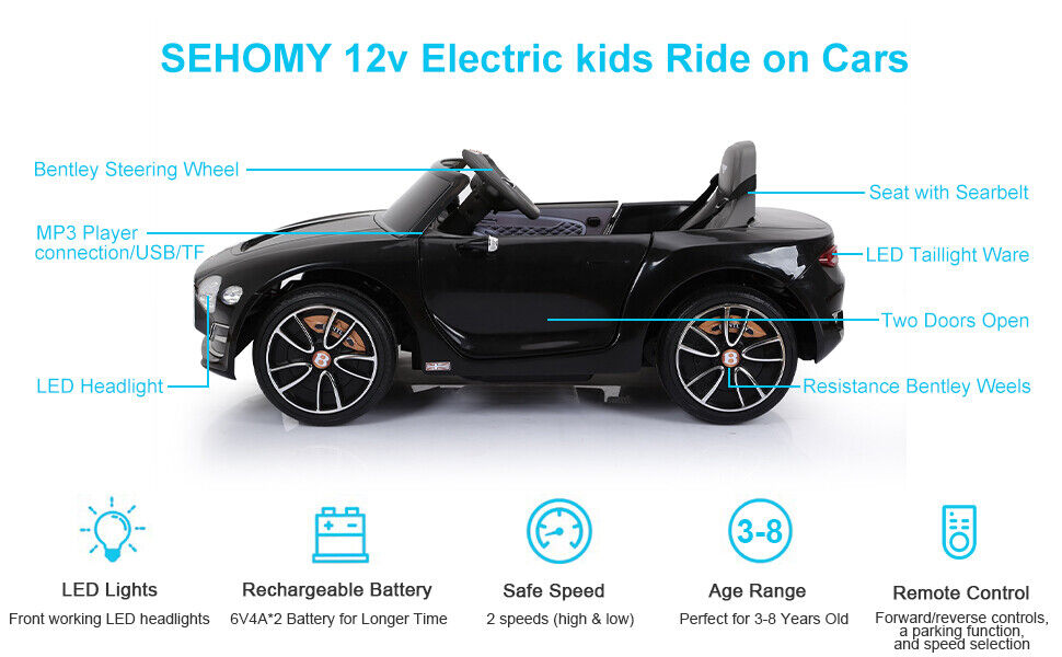 12V 2.4G Bentley Style Kids Electric Ride On Car with Remote Control