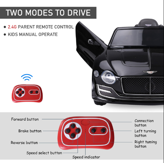 12V 2.4G Bentley Style Kids Electric Ride On Car with Remote Control