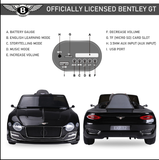 12V 2.4G Bentley Style Kids Electric Ride On Car with Remote Control