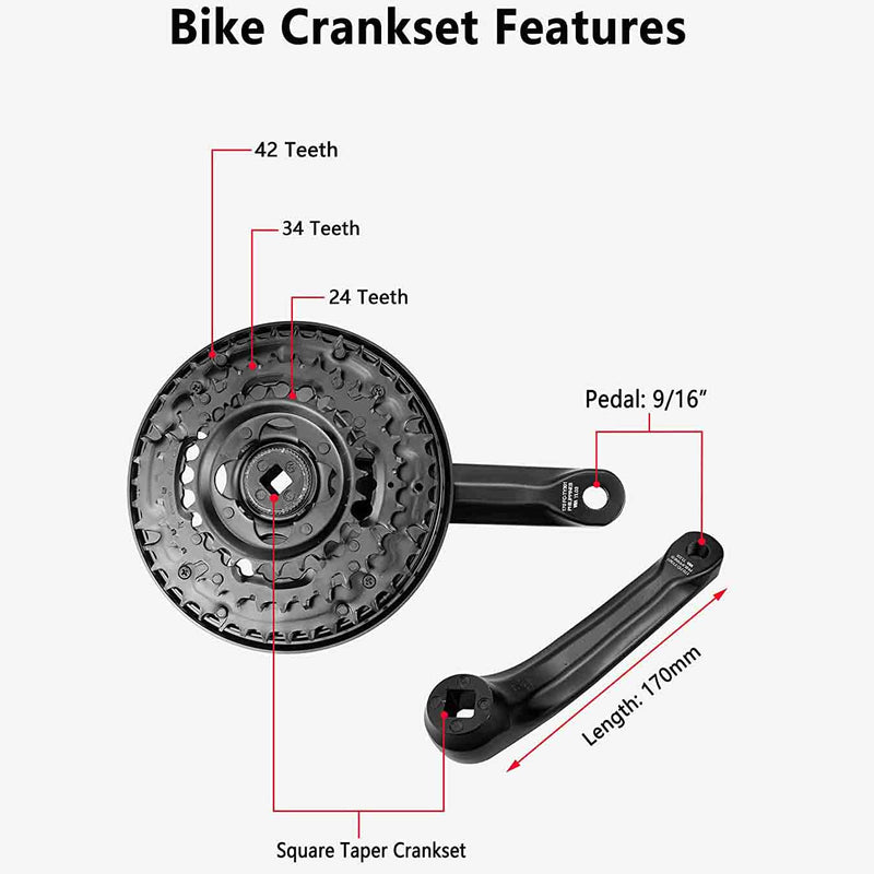 Load image into Gallery viewer, Shimano Tourney Bicycle Crankset FC-TY301 42-34-24 Teeth for 3x6/7/8 Speed 170mm