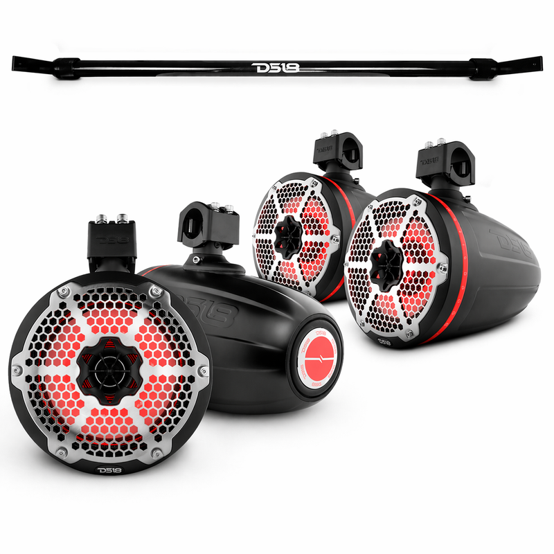 Load image into Gallery viewer, Jeep Gladiator JT Mounting Bar + 4x 8” Marine Tower Speakers with RGB LED Lights
