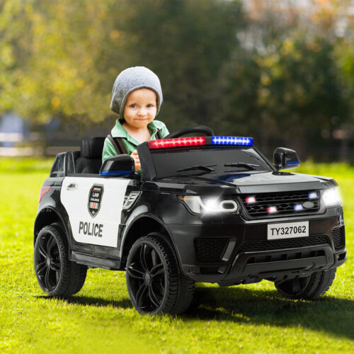Black 12V Electric Ride-On Toy Car for Kids with Remote Control and Music