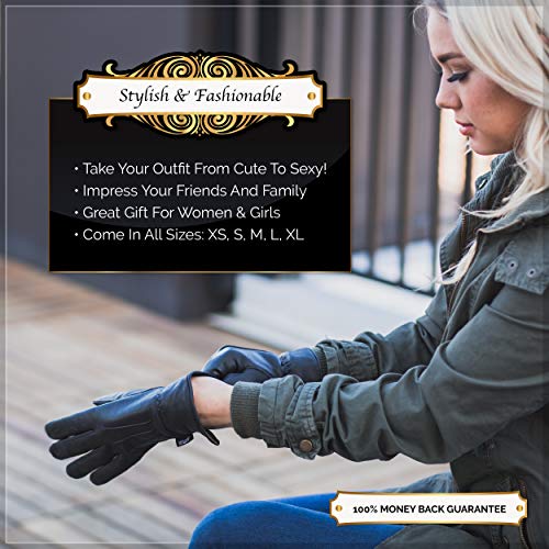 Load image into Gallery viewer, Ladies Warm Winter Dress And Work Gloves, Thermal Lining, Genuine Black Leather