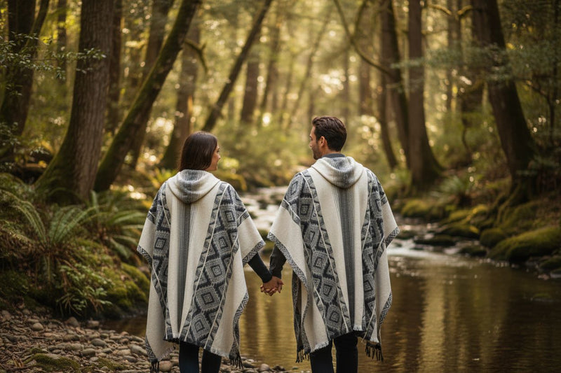 Load image into Gallery viewer, Black Grey Diamonds Alpaca Poncho