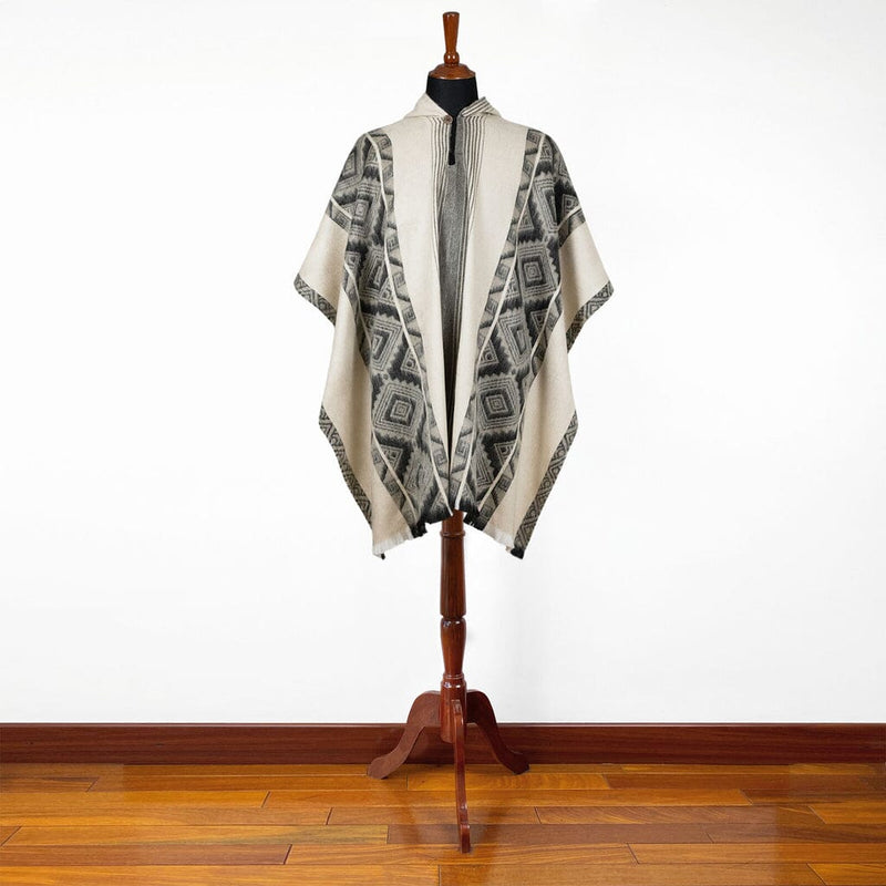 Load image into Gallery viewer, Black Grey Diamonds Alpaca Poncho