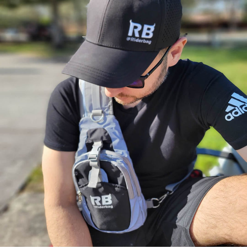 Load image into Gallery viewer, Black Reflective Sling Bag, Small Trekking Bag, Riderbag Unisex