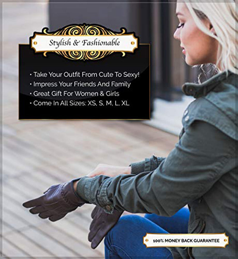 Load image into Gallery viewer, Women's Warm Winter Dress And Work Gloves, Thermal Lining, Genuine Brown Leather