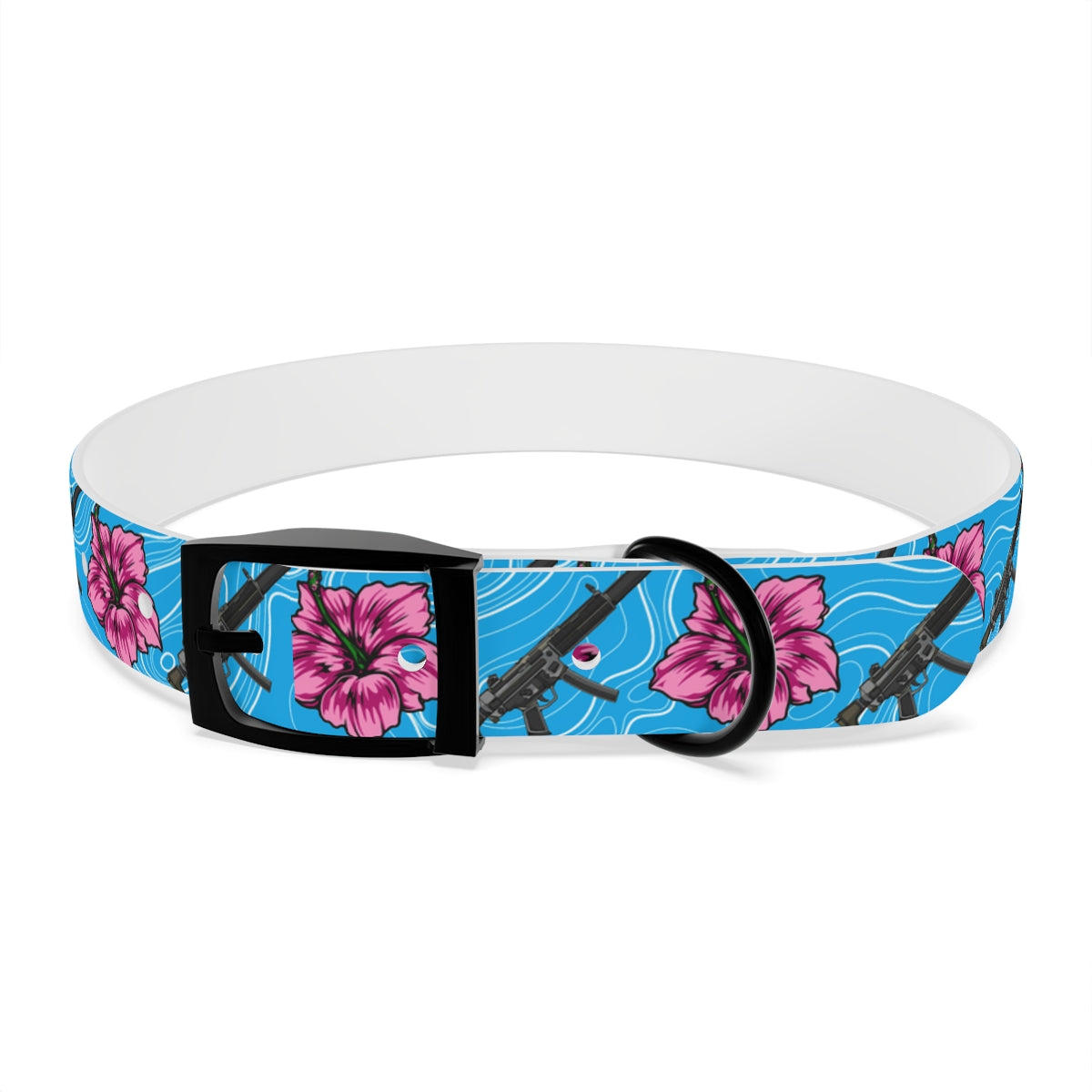 Rad Palm High Capacity Hibiscus Blue Dog Collar