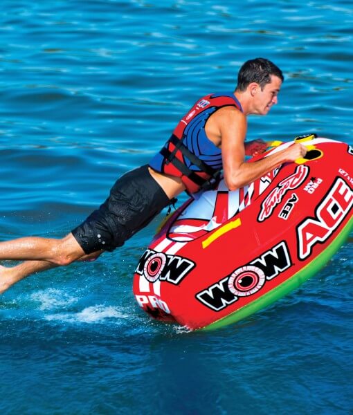Load image into Gallery viewer, WOW Sports 1 Person Towable Water Tube - Ace Racing Starter Kit w 12V Pump & 1K Tow Rope
