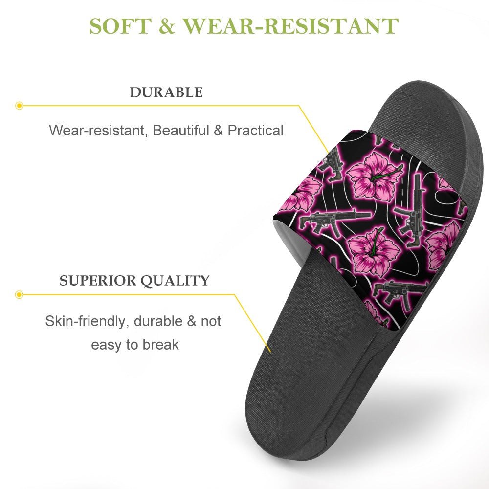 High Capacity Hibiscus Black Neon Slides