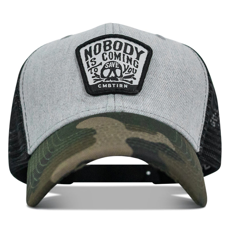 Load image into Gallery viewer, Nobody Is Coming To Save You Skull Patch Snapback Hat