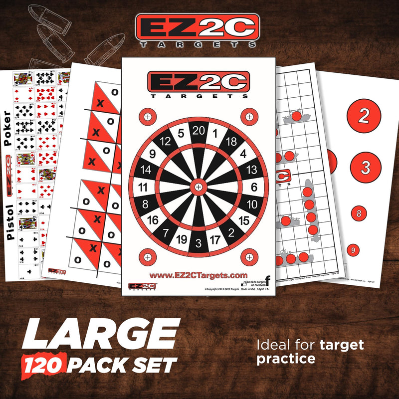 Load image into Gallery viewer, 120 EZ2C Targets: 5 Game Style Paper Targets Bundle Pack Fun Games 11"x17" USA Made