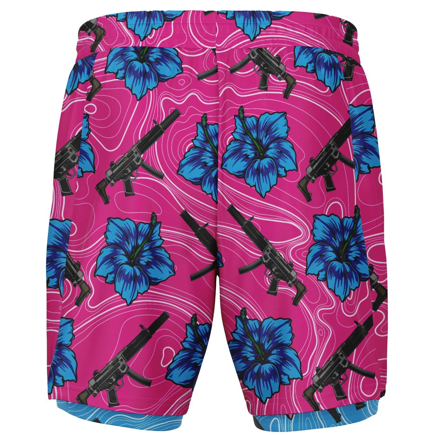 High Capacity Hibiscus Pink Men's 2-in-1 Shorts