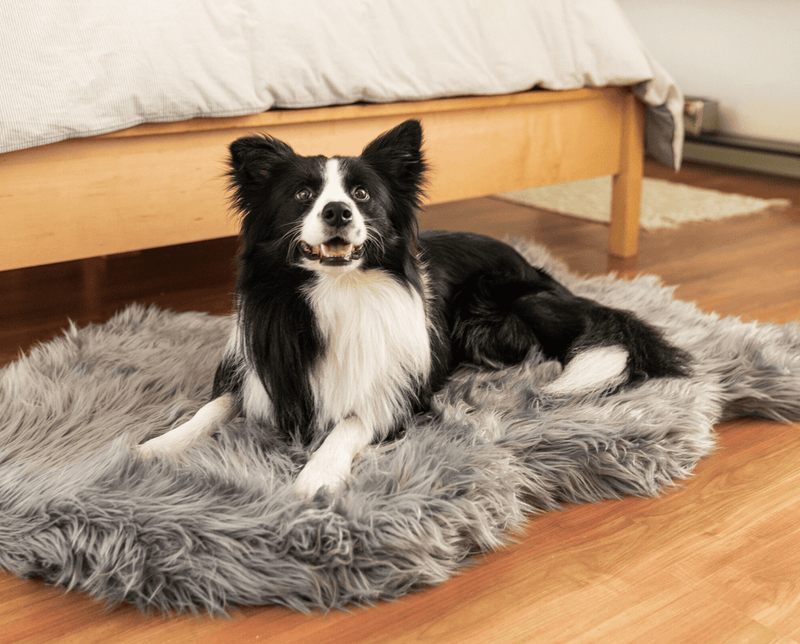 Load image into Gallery viewer, PupRug by Paw.com® Faux Fur Orthopedic Dog Bed - Curve Charcoal Grey