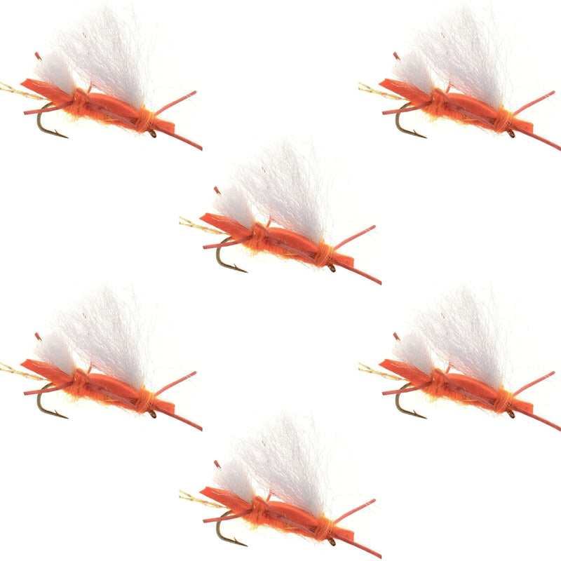 Load image into Gallery viewer, Chubby Chernobyl Ant Orange Foam Body Grasshopper Fly - 6 Flies Hook Size 10