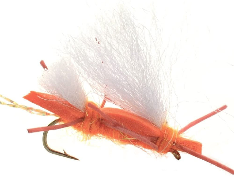 Load image into Gallery viewer, Chubby Chernobyl Ant Orange Foam Body Grasshopper Fly - 6 Flies Hook Size 10