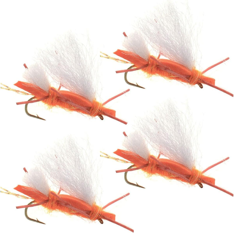 Load image into Gallery viewer, 4 Pack Chubby Chernobyl Ant Orange Foam Body Grasshopper Fly - Hook Size 10