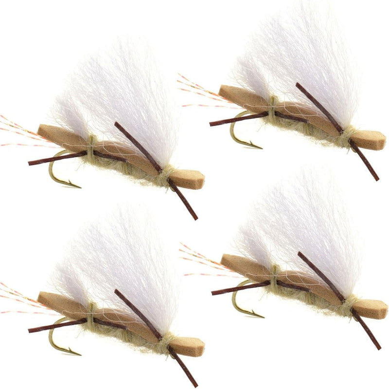 Load image into Gallery viewer, 4 Pack Chubby Chernobyl Ant Tan Foam Body Grasshopper Fly - Hook Size 10