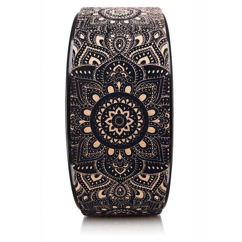 Load image into Gallery viewer, Yoga Wheel Cork Mandala Black